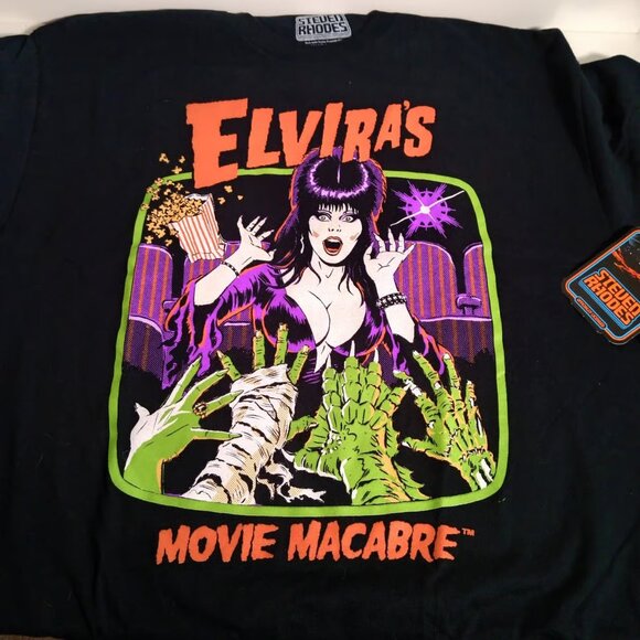 Elvira's Movie Macabra Steven Rhodes T-Shirt Black Size XL - Picture 1 of 3
